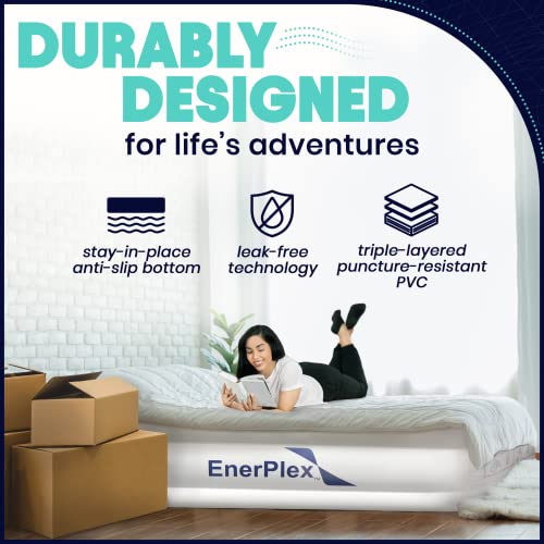 EnerPlex Queen Air Mattress with Built-In Pump - 15 Inch Raised Inflatable Bed