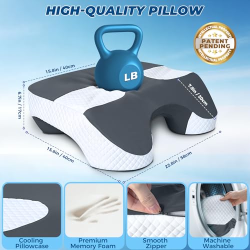 SAHEYER Grey Side Sleeper Pillow with Arm Holes, 2-in-1 Shoulder Relief System