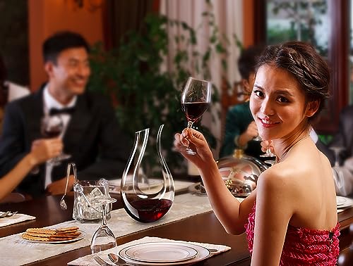 1500ML Hand Blown Lead-Free Crystal Wine Decanter with Aerator & Elegant Spout