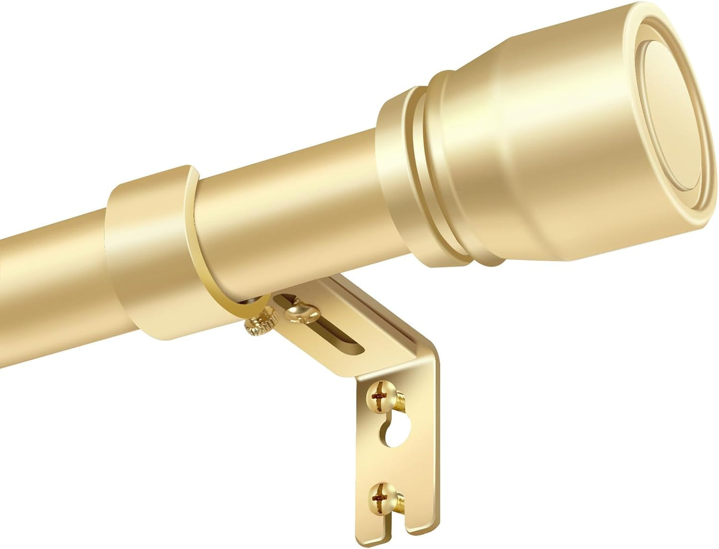 Skiennix 1” Diameter Gold Curtain Rod - Heavy Duty Adjustable 30-90 Inch for 30-84 Inch Windows