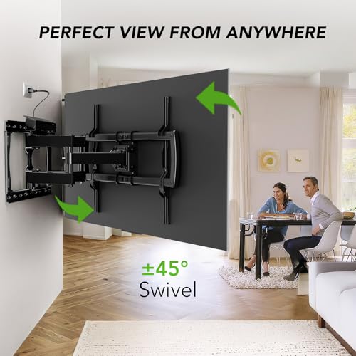 32-85 Inch Full Motion TV Wall Mount with Power Outlet & Dual Articulating Arms - Fits 8-16" Studs, Max VESA 600x400mm, Supports 132lbs