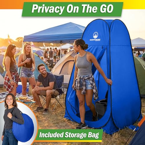 Blue Pop Up Changing Tent 3.3ft x 3.3ft x 6.2ft Camping Shower Privacy Shelter