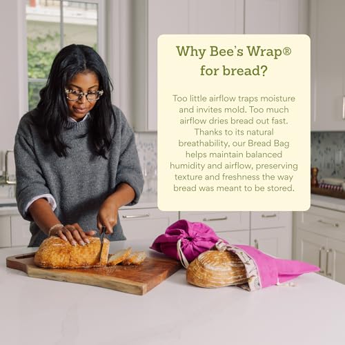 Bee's Wrap Beeswax Bread Bags 2 Pack - Bakery Lane Reusable Food Wraps
