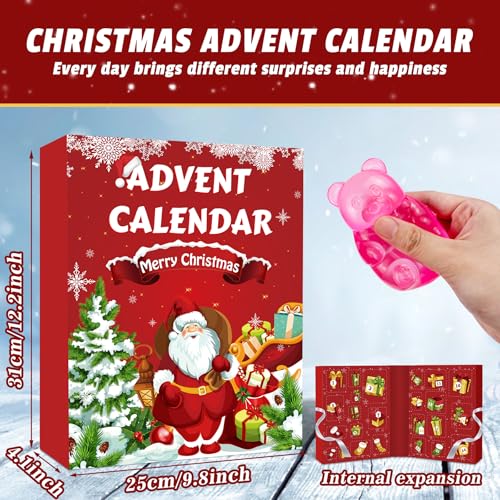 Squishy Advent Calendar 2026 with 24 Surprise Toys – Fidget Christmas Countdown