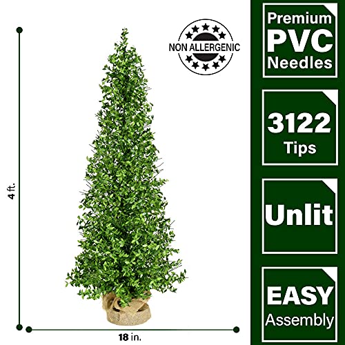 48-Inch Faux Boxwood Tree with Burlap Bag - Unlit Holiday & Outdoor Decor