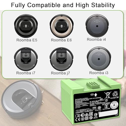 Green Replacement Battery for iRobot Roomba i7 i7+ j7 j7+ i3 i4 i8 e5 e6 36Wh 2500mAh - Dentsing