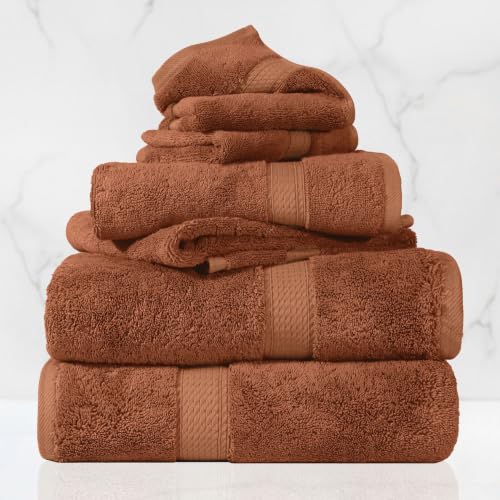 Rust Egyptian Cotton 6-Piece Towel Set - Plush & Absorbent, Modern Design