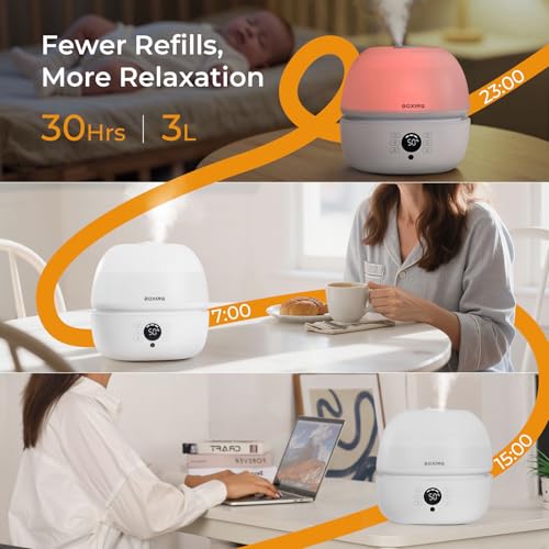 Boxing 3L Humidifier with Night Light, Humidistat, Remote, Auto Mode