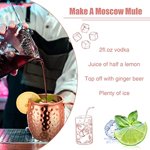 24 Pcs Rose Gold Moscow Mule Mugs 12oz Hammered Copper Steel Cups - Durable & Elegant Drinkware Set