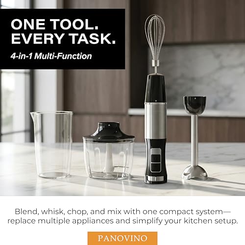 Black Handheld Immersion Blender with 7-Speed Control - PANOVINO