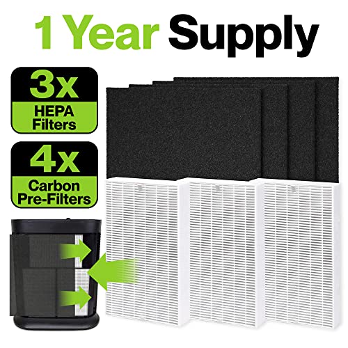 3-Pack Compatible Air Filters for Honeywell HPA300 Air Purifier - Includes Pre-Filters