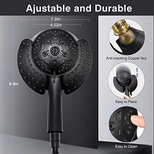 2-in-1 Shower Head with Handheld Combo - High Pressure Black, 2.5 GPM
