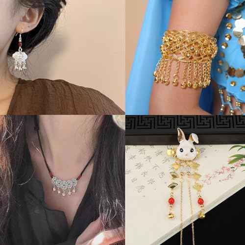 300Pcs 1/4inch Mini Jingle Bells 8mm Tiny Craft Bells Small Metal Bells Bulk for DIY Bracelet Anklets Necklace Knitting Jewelry Making (Silver, Gold)