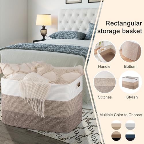 Extra Large Cotton Rope Storage Basket - Gradient Brown, 118L, Foldable