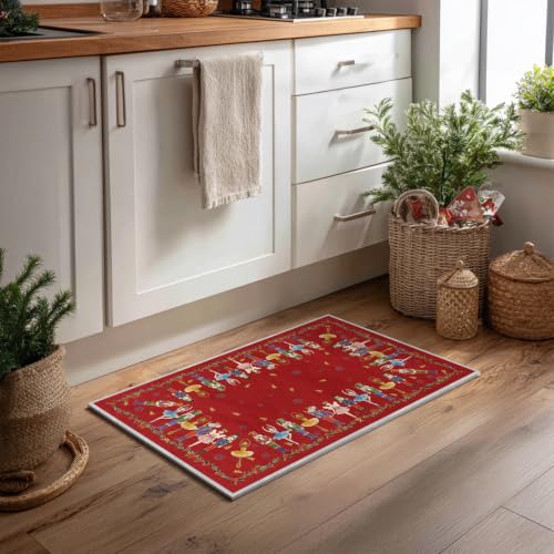 Artoid Mode Watercolor Red Nutcrackers Merry Christmas Door Mat,