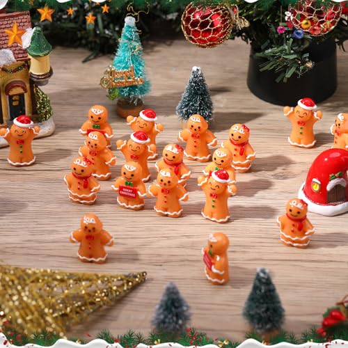 48Pcs Mini Resin Gingerbread Man Ornaments - 4 Styles Christmas Party Favors
