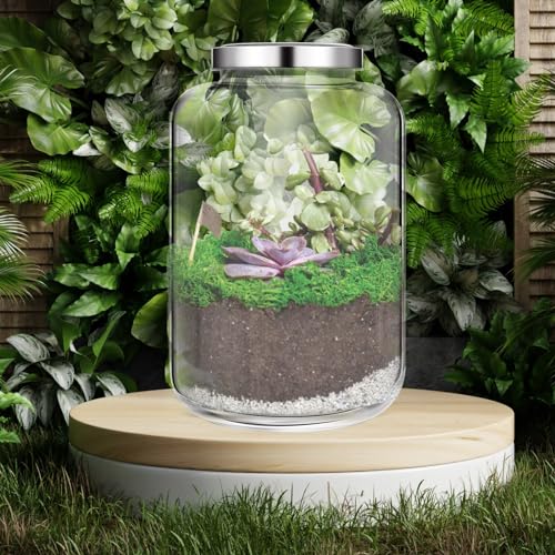 Hushee 6 Gallon Glass Storage Jar with Metal Airtight Lid - Large Food Canister