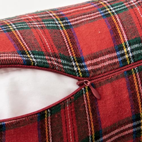 Woaboy Christmas Set of 2 Scottish Tartan Throw Pillow Covers Farmhouse Classic Plaid Decorative Couch Pillows Home Decor for Sofa Living Room Bed 18x18 Inch, Red