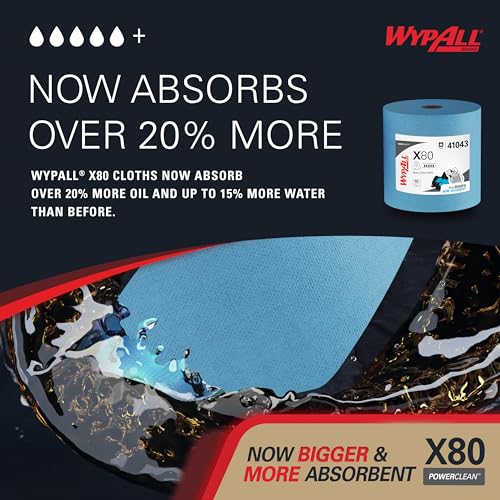 Heavy Duty Blue Cleaning Cloths - Jumbo Roll, 455 Absorbent Towels for Industrial Use