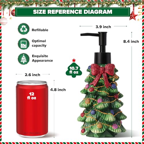 Walkinstin Christmas Tree Hand Soap Dispenser 10.7 fl oz - Resin Holiday Kitchen & Bath Decor