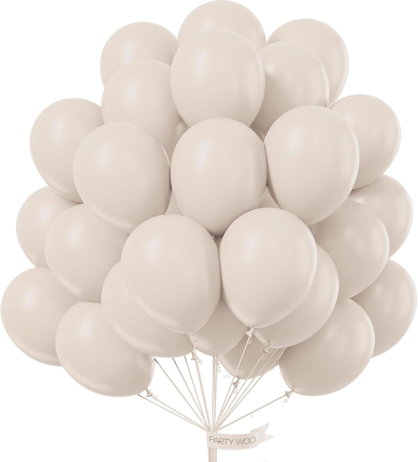PartyWoo White Sand Balloons - 101pcs 12 Inch Off White Beige Cream Latex for Weddings & Events