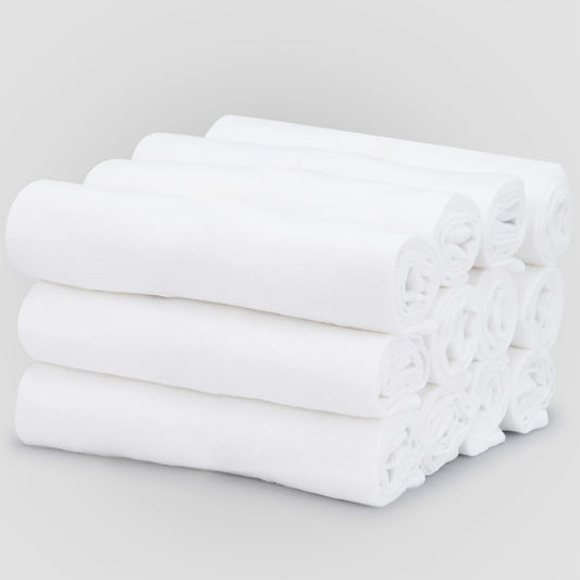 TEXAS LINEN CO. Flour Sack Towels [28" x 28", 12 Pack] Highly Absorbent 100% Cotton White Kitchen Tea Towels for Cleaning & Drying, Bread Proofing, Crafting, Embroidery, Quick Dry Dish Towel Set