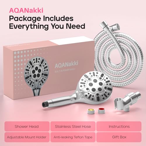 Premium Chrome 9-Settings Filtered Handheld Shower Head with Flex Hose