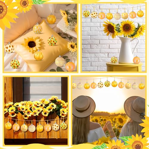 24 Pcs Sunflower Christmas Tree Ornaments - Cute Sunflower Hanging Decorations