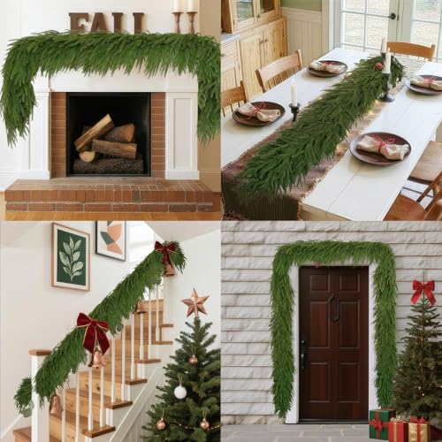 6 FT Artificial Norfolk Pine Garland - 4 Pack Holiday Decor, Faux Christmas Wreaths