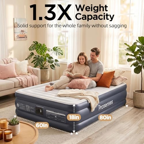 Queen Air Mattress with Built-in Pump - Twilight Blue, 18 Inch Elevated, Puncture-Resistant PVC