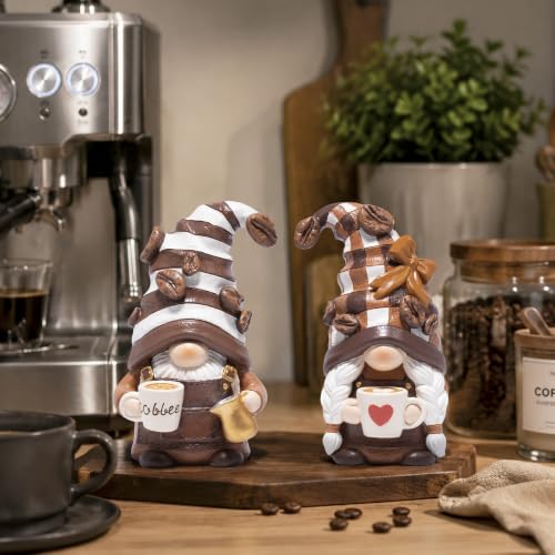 Hodao Coffee Gnome Figurines Set of 2 – Brown, Chocolate & Cream