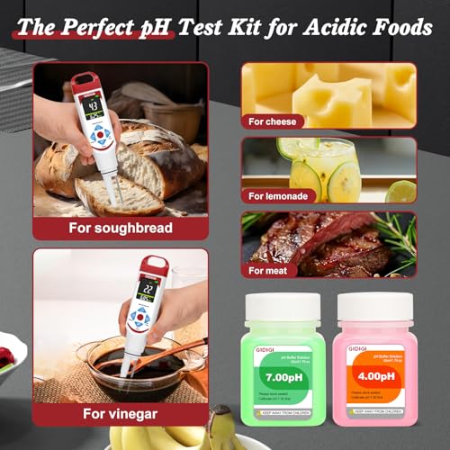 Red Food pH Meter with ATC & Spear Probe for Fermentation & Meat Testing