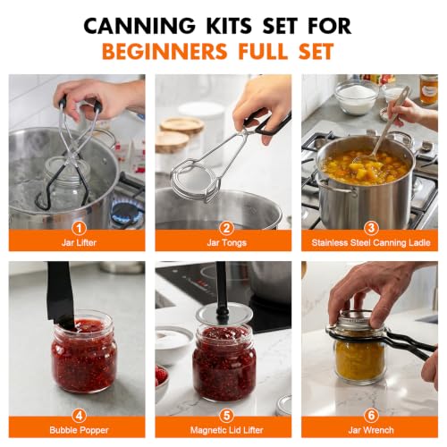Black Water Bath Canning Pot Set with Rack & Lid - 21.5QT Kitchen Canning Supplies