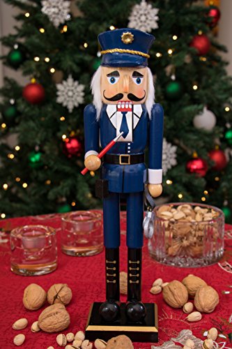 Clever Creations Policeman 16 Inch Wooden Nutcracker - Festive Christmas Decor