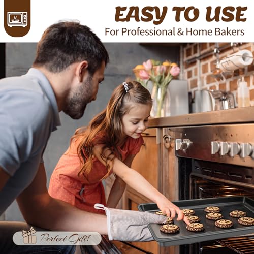 Dark Gray Nonstick Baking Pans Set - 6 Pieces Bakeware Includes Cookies, Loaf, Square & Muffin Pans