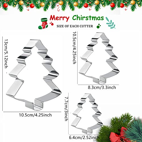 Christmas Tree Cookie Cutter Set (3 Pieces) with Recipe Booklet – Trees Variation – Stainless Steel