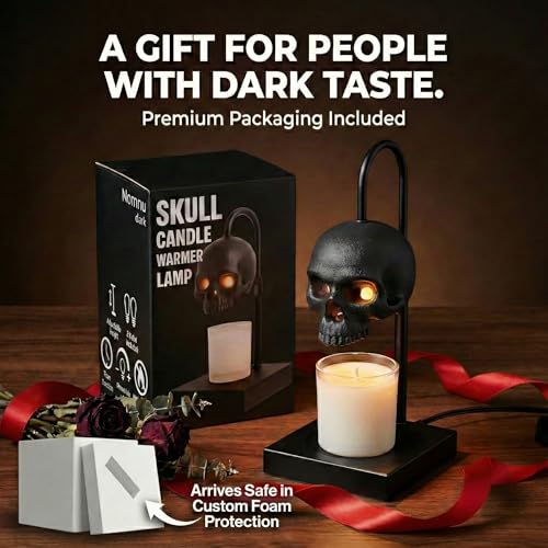 Nomnu Skull Candle Warmer Lamp Black Gothic Decor with Timer & Dimmer