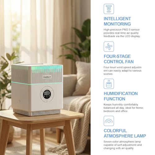 Goldtech Air Purifier and Humidifier Combo APP - H13 HEPA Filter for Bedroom & Office