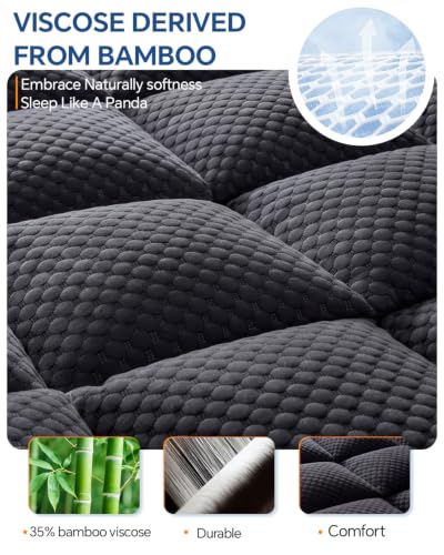 BEDELITE Dual Layer Memory Foam Mattress Topper Twin XL Black 4 Inch Cooling Gel Support