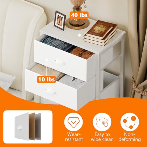 White Tall Dresser with 7 Fabric Drawers for Bedroom Storage - 11.8"D x 15.8"W x 43.3"H