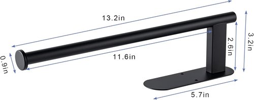 Honmein Paper Towel Holder - Upgrade SUS304 Stainless Steel, Bend-Resistant, Under Cabinet Mounting (Black)