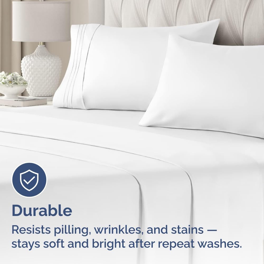 King Standard Pillow Cases - Soft Hotel Quality Pillowcase Covers | Machine Washable - Set of 4 - White