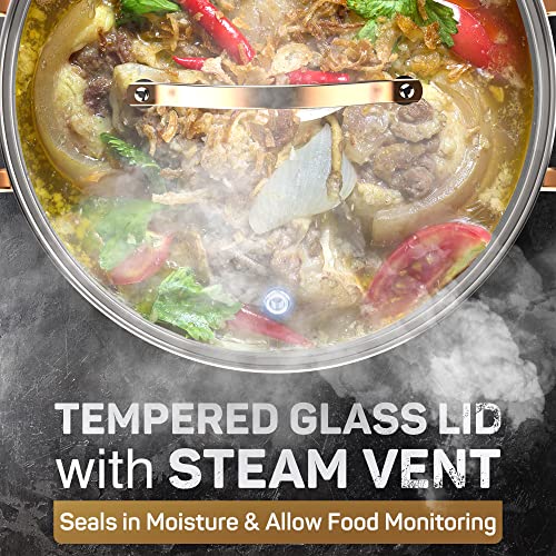 8 Quart Stock Pot with Lid - Tri-Ply Stainless Steel Induction Compatible