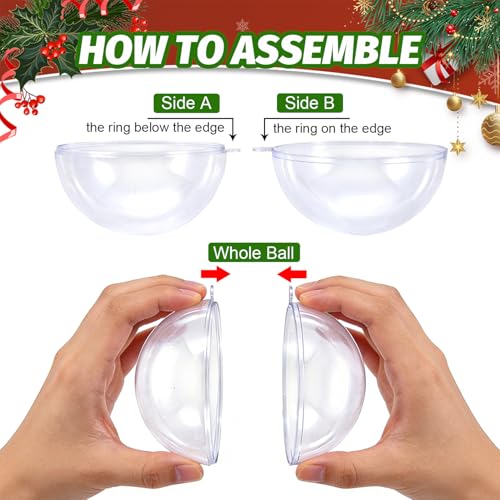 2.75 Inch (70mm) Clear Fillable Ornament Balls Pack of 10 - DIY Transparent Plastic Christmas & Wedding Decor