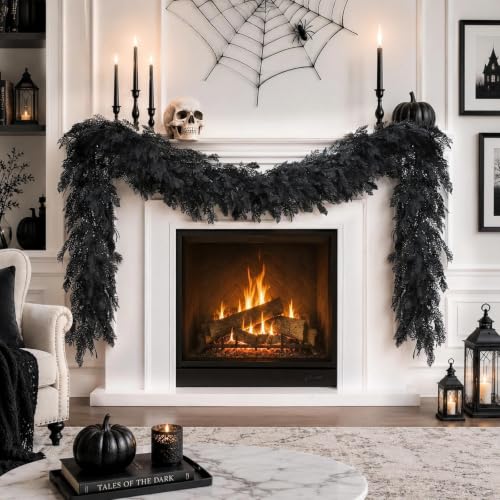 Halloween Garland 8.9FT Black Artificial Fall Decor for Mantle, Fireplace, Door - Variation 1