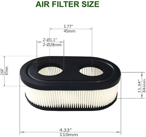 Briggs & Stratton Lawn Mower Air Filter Replacement - 2 Pack with Spark Plug | Compatible with 550E, 500EX, 625