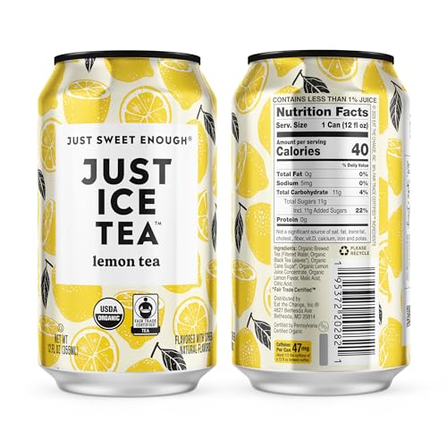 Organic Lemon Black Iced Tea 12-Pack - Fresh-Brewed, No Artificial Flavors
