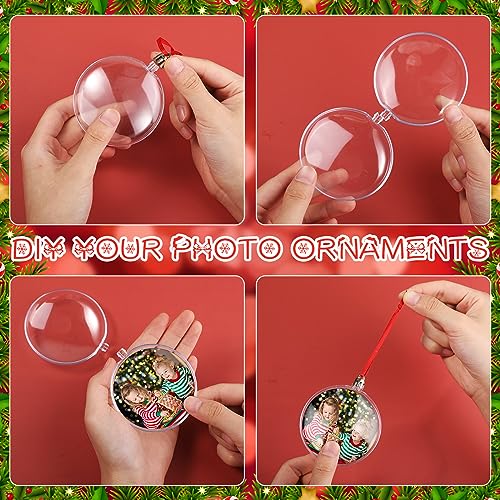 200 Pcs Clear Fillable Plastic Christmas Ornament Balls - Holiday Decorations