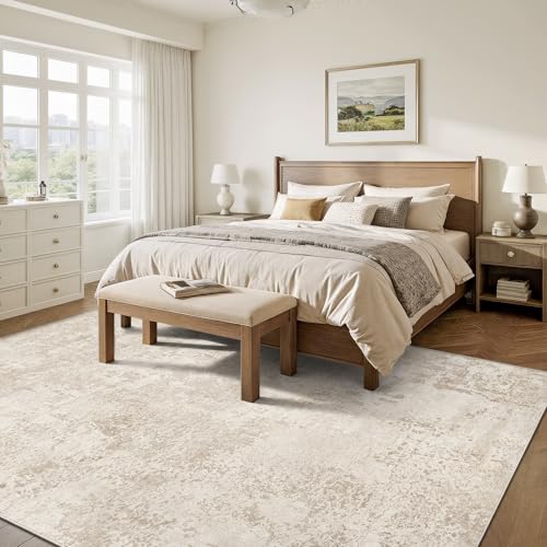 Art&Tuft Beige 8x10 Abstract Washable Area Rug for Living Room