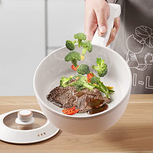 White 2L Electric Hot Pot 1000W Nonstick Cooker with Power Adjustment - Bear